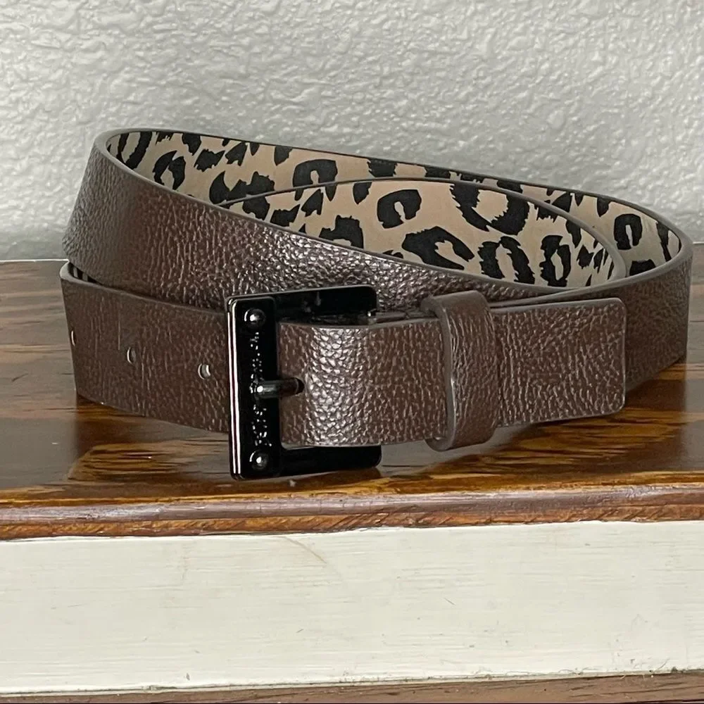 Betsey Johnson Dark Brown Belt With Leopard Interior Print 38”